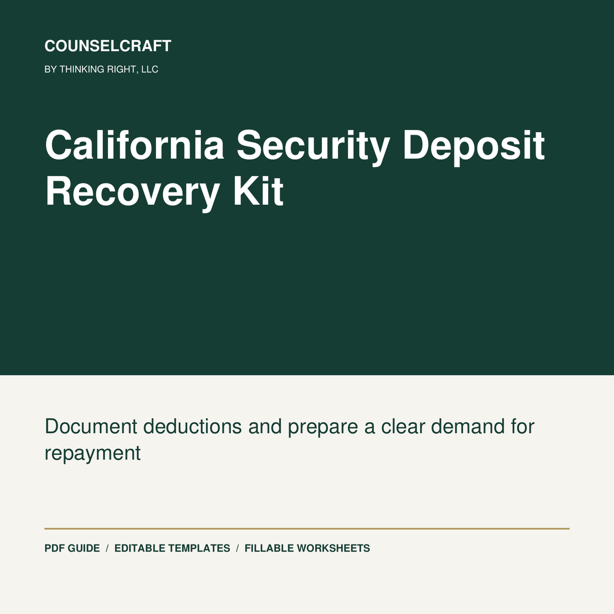 California Security Deposit Recovery Kit CounselCraft cover