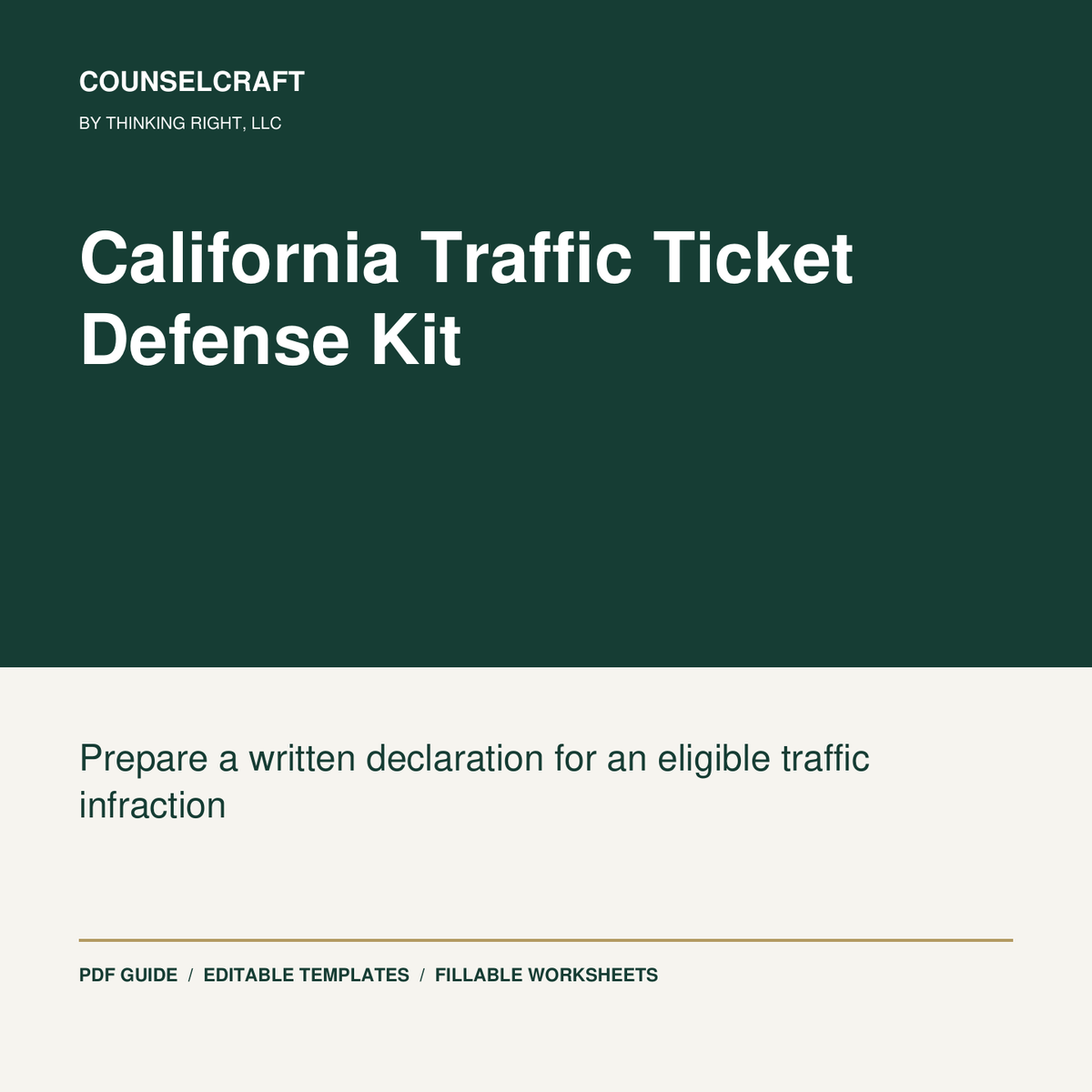 California Traffic Ticket Defense Kit CounselCraft cover