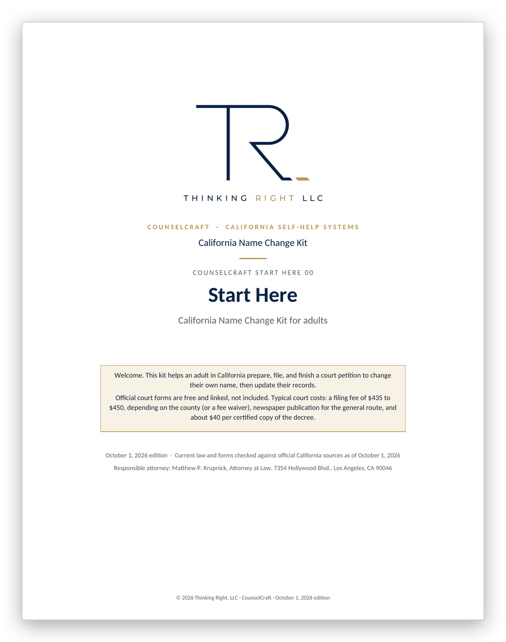 California Name Change Kit preview (1 of 3) — CounselCraft