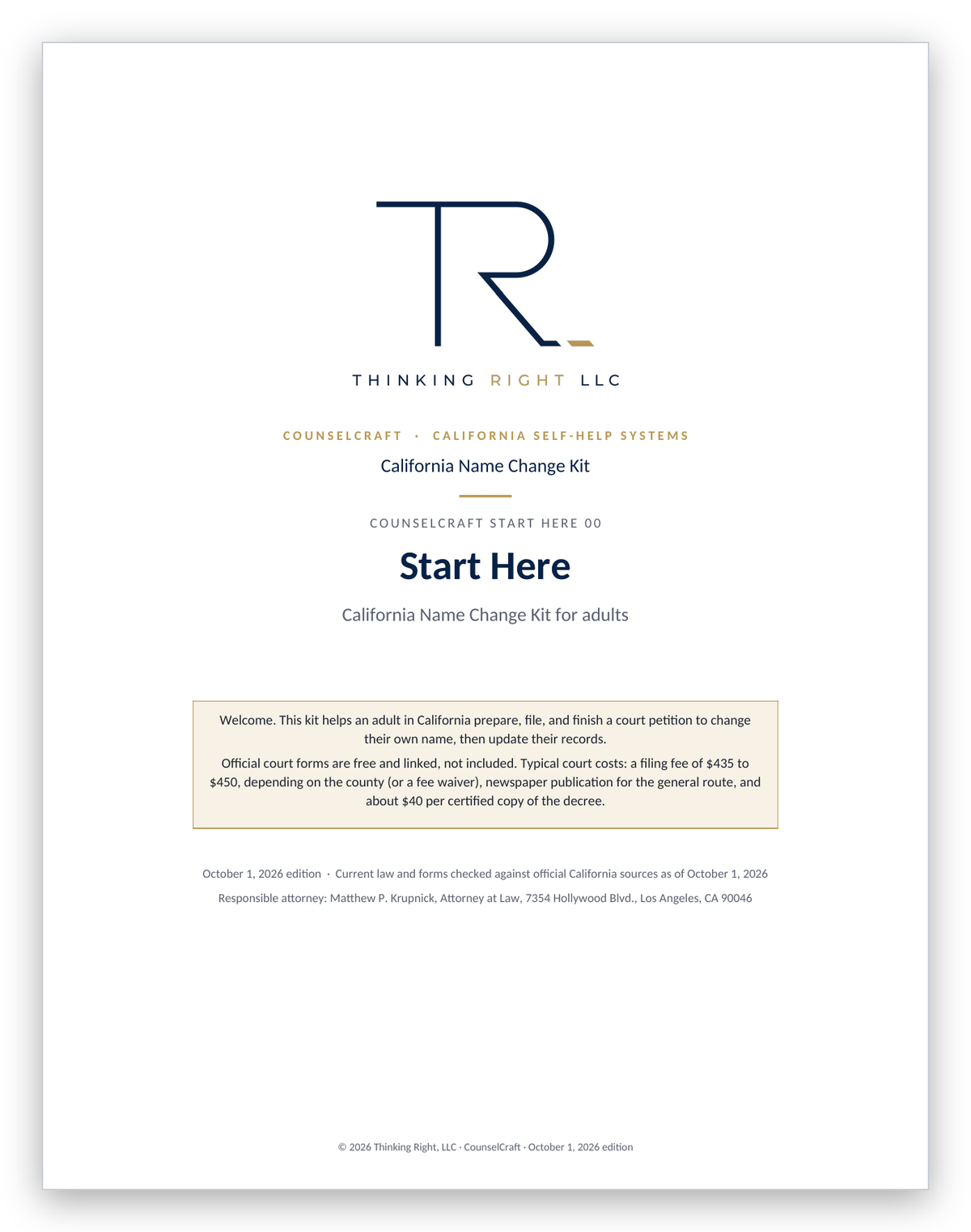 California Name Change Kit preview (1 of 3) — CounselCraft