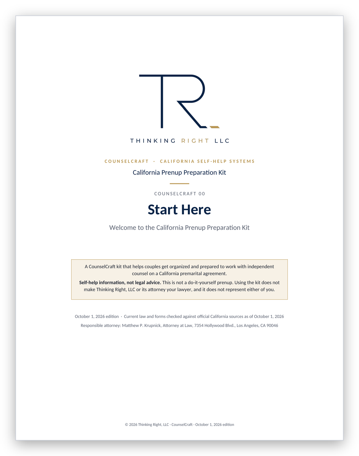 California Prenup Preparation Kit preview (1 of 3) — CounselCraft