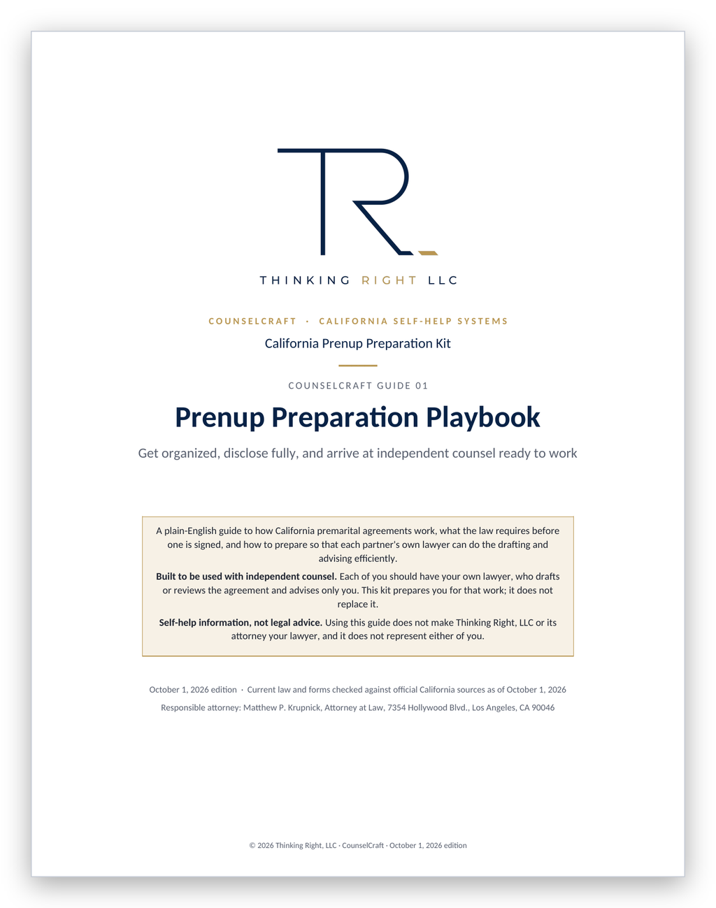 California Prenup Preparation Kit — Prenup Preparation Playbook