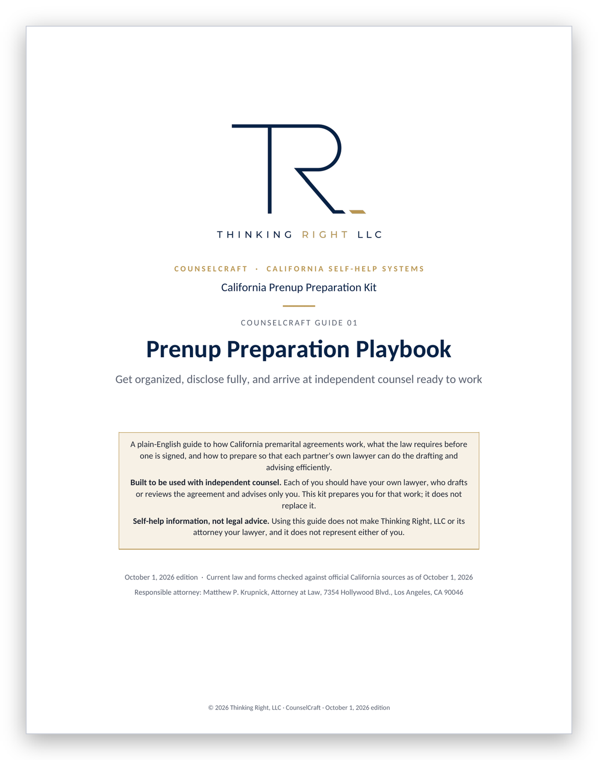 California Prenup Preparation Kit — Prenup Preparation Playbook