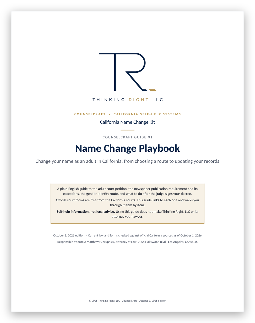 California Name Change Kit — Name Change Playbook