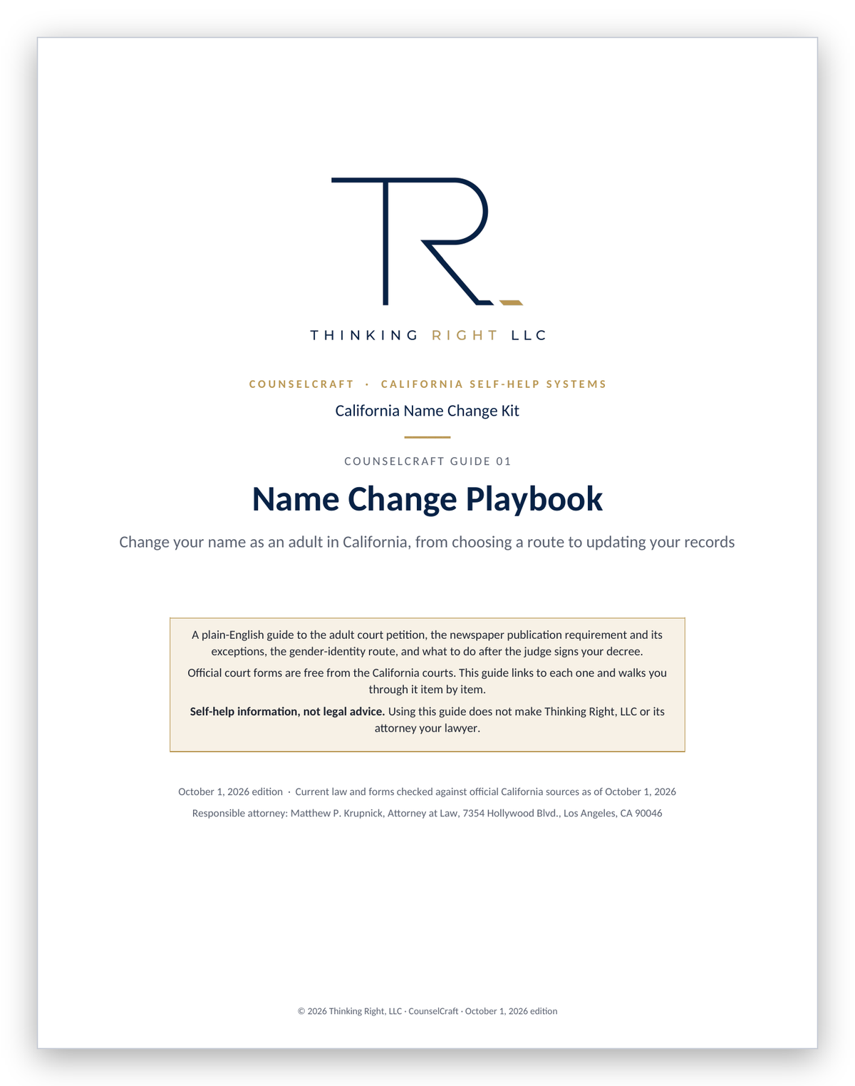 California Name Change Kit — Name Change Playbook